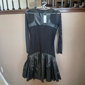 Karen Millen Sleek Black Leather Dress